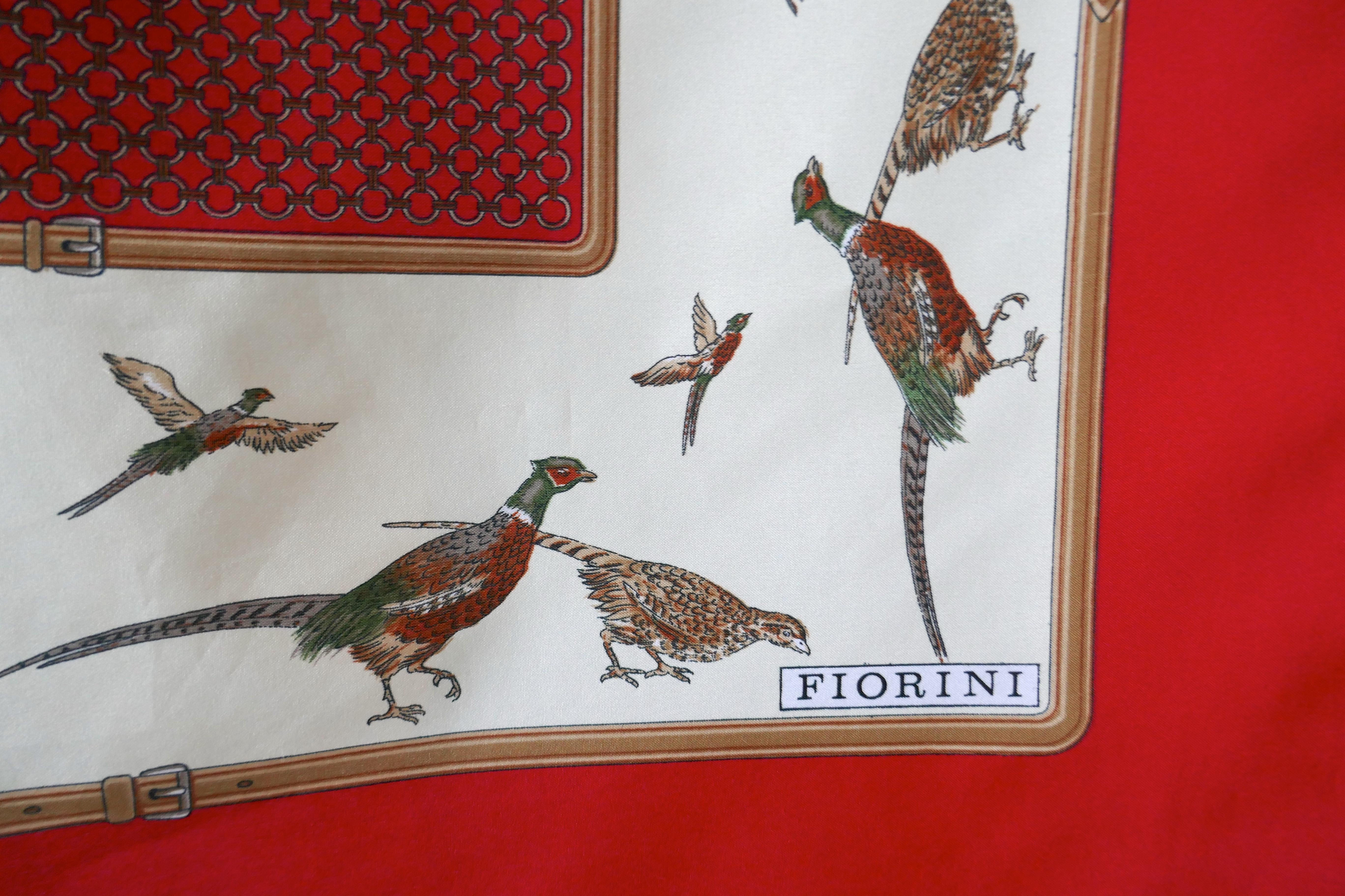 Vintage Scarf “Game Birds” Pheasant Shooting designed by Fiorini

Superb design Flying and Ground Game Birds 
A wonderful colourful piece signed 
Good Condition, 30”x 30” Polyester