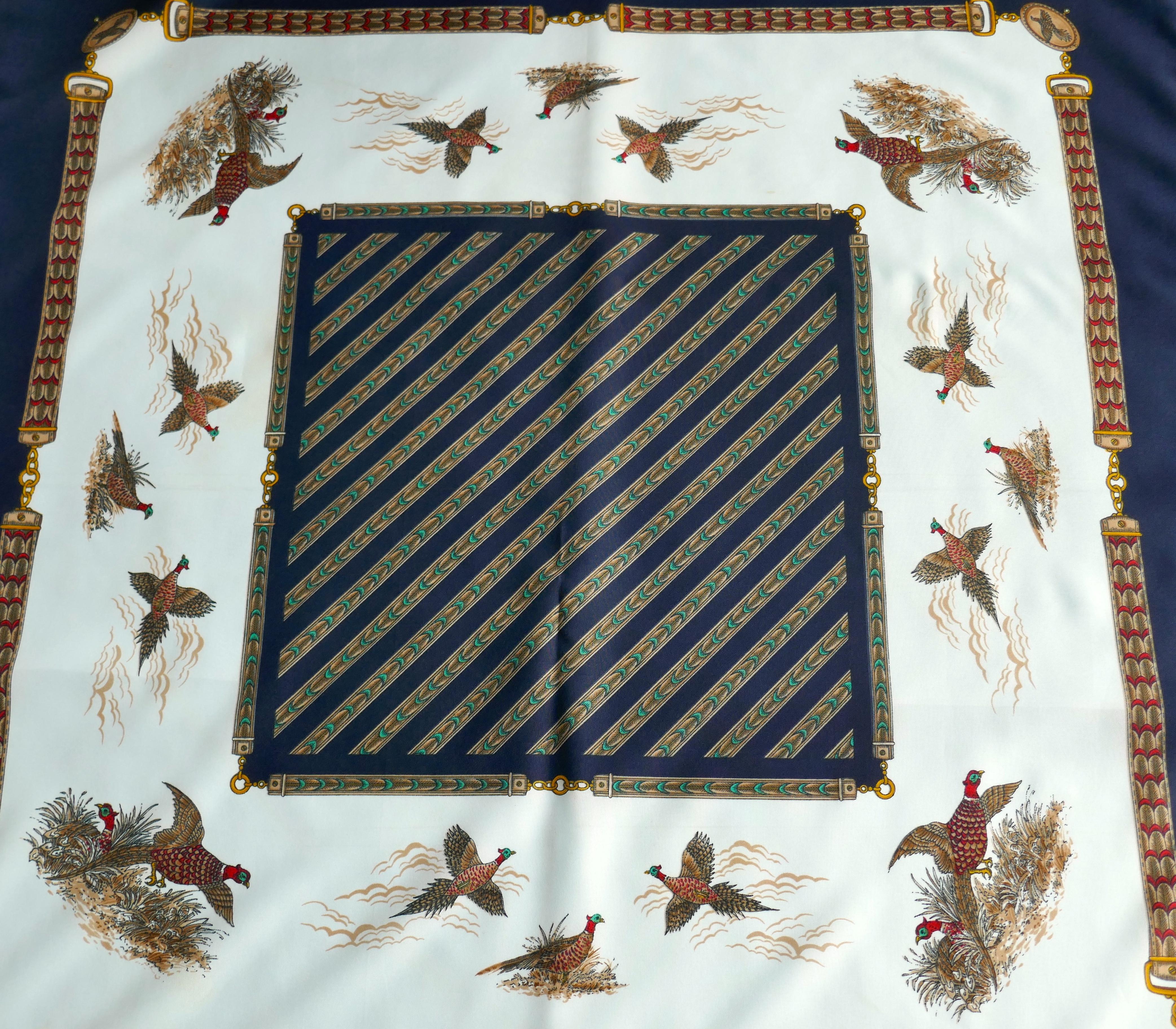 Women's or Men's Vintage Scarf “Game Birds” Shooting designed by Norma Dori