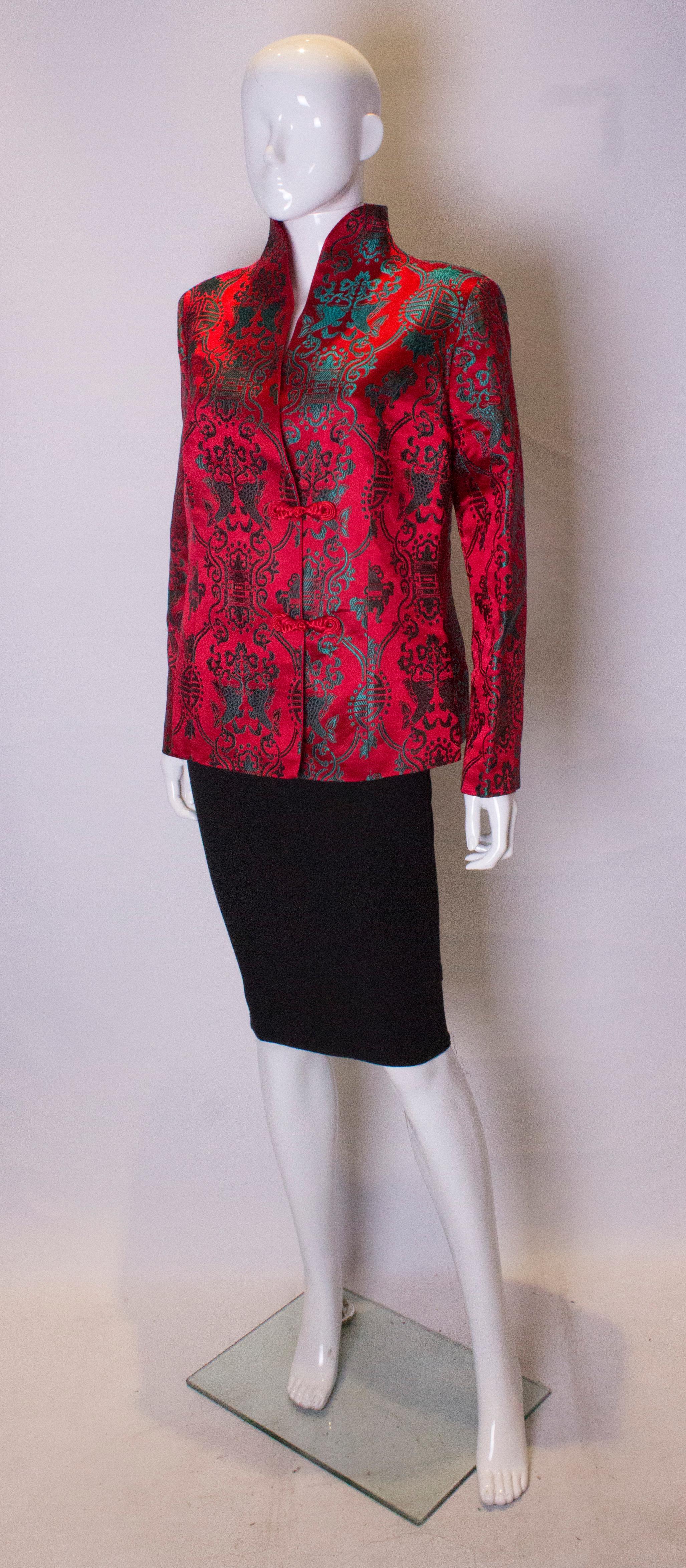 Red Vintage Scarlet and Turquoise Chinese Jacket