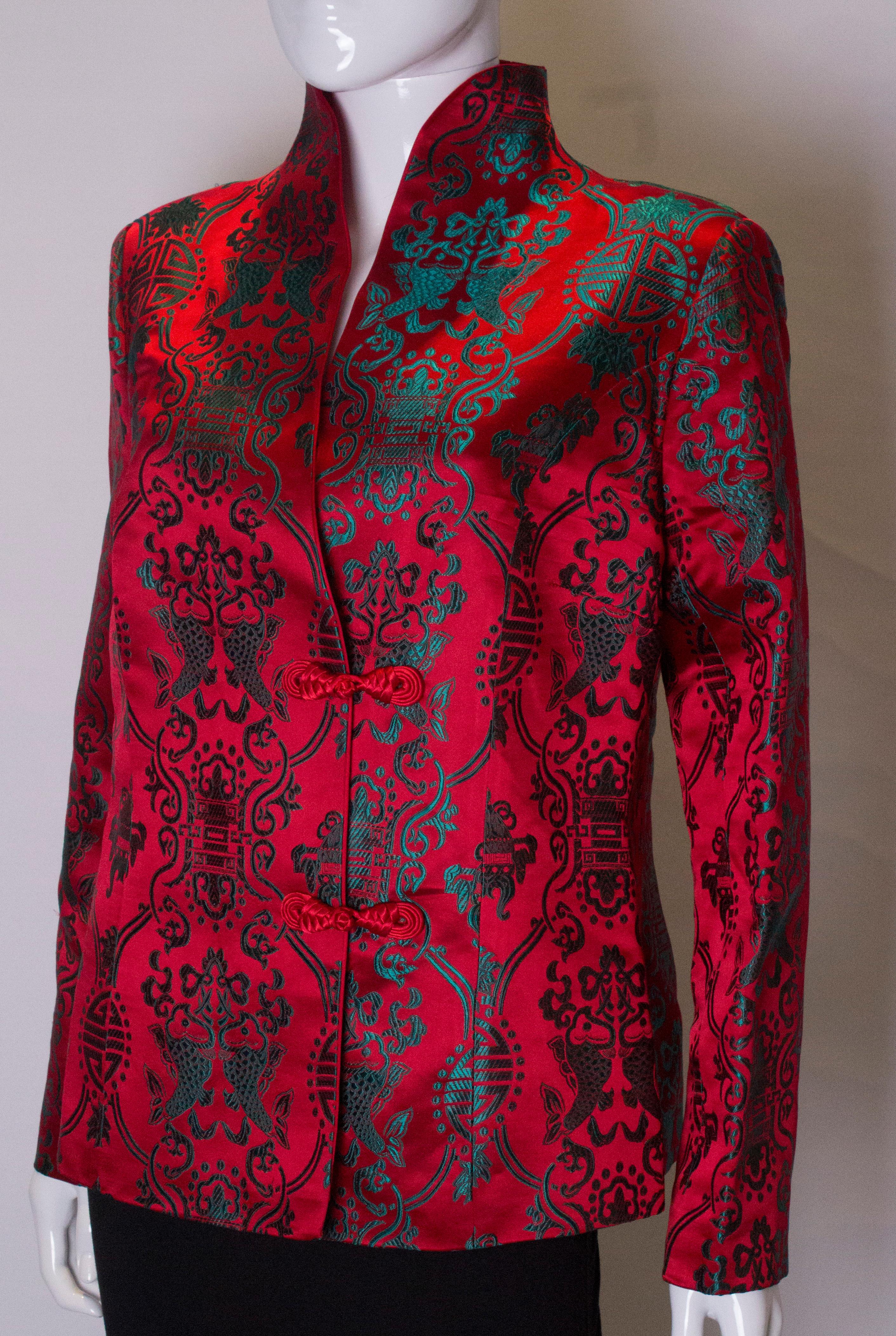 Vintage Scarlet and Turquoise Chinese Jacket In Good Condition In London, GB