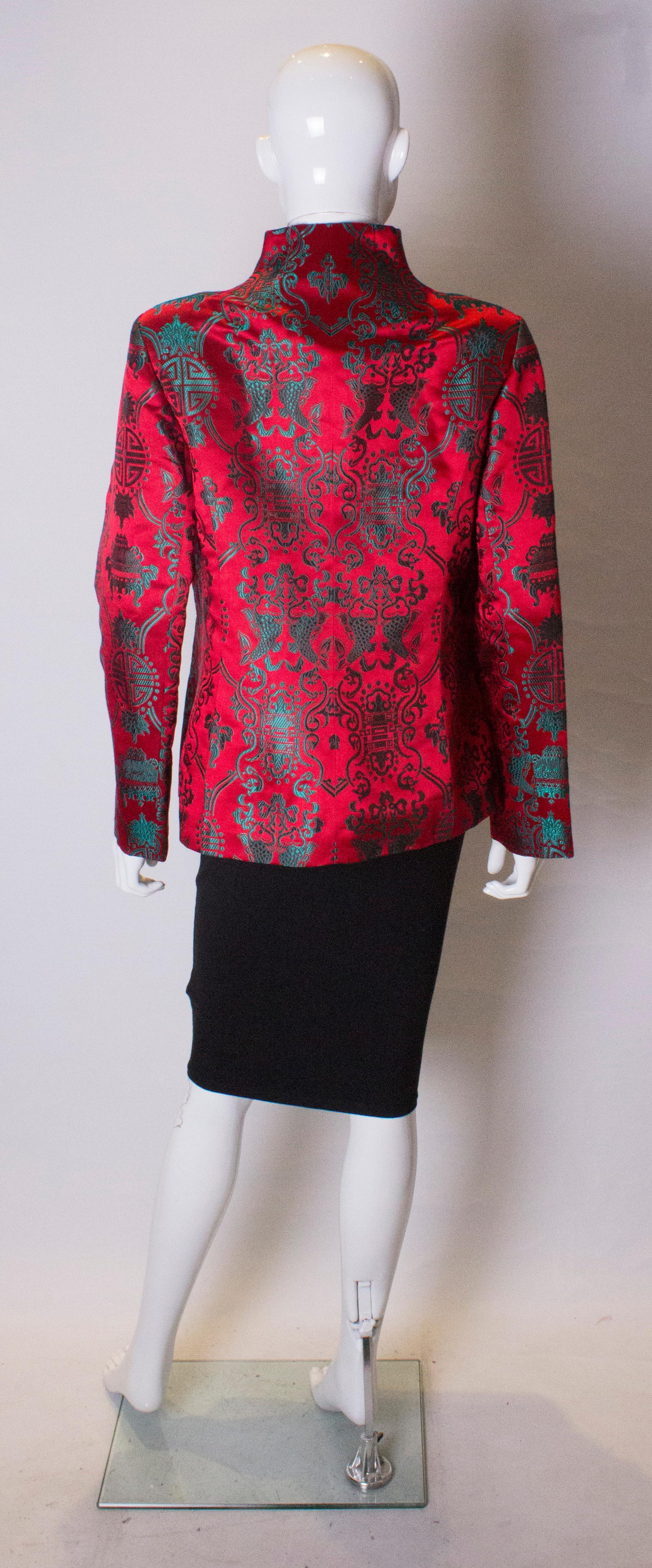 Vintage Scarlet and Turquoise Chinese Jacket 2