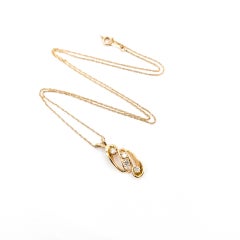 Vintage verstreute Diamant-Anhänger Halskette in 14k Gelbgold