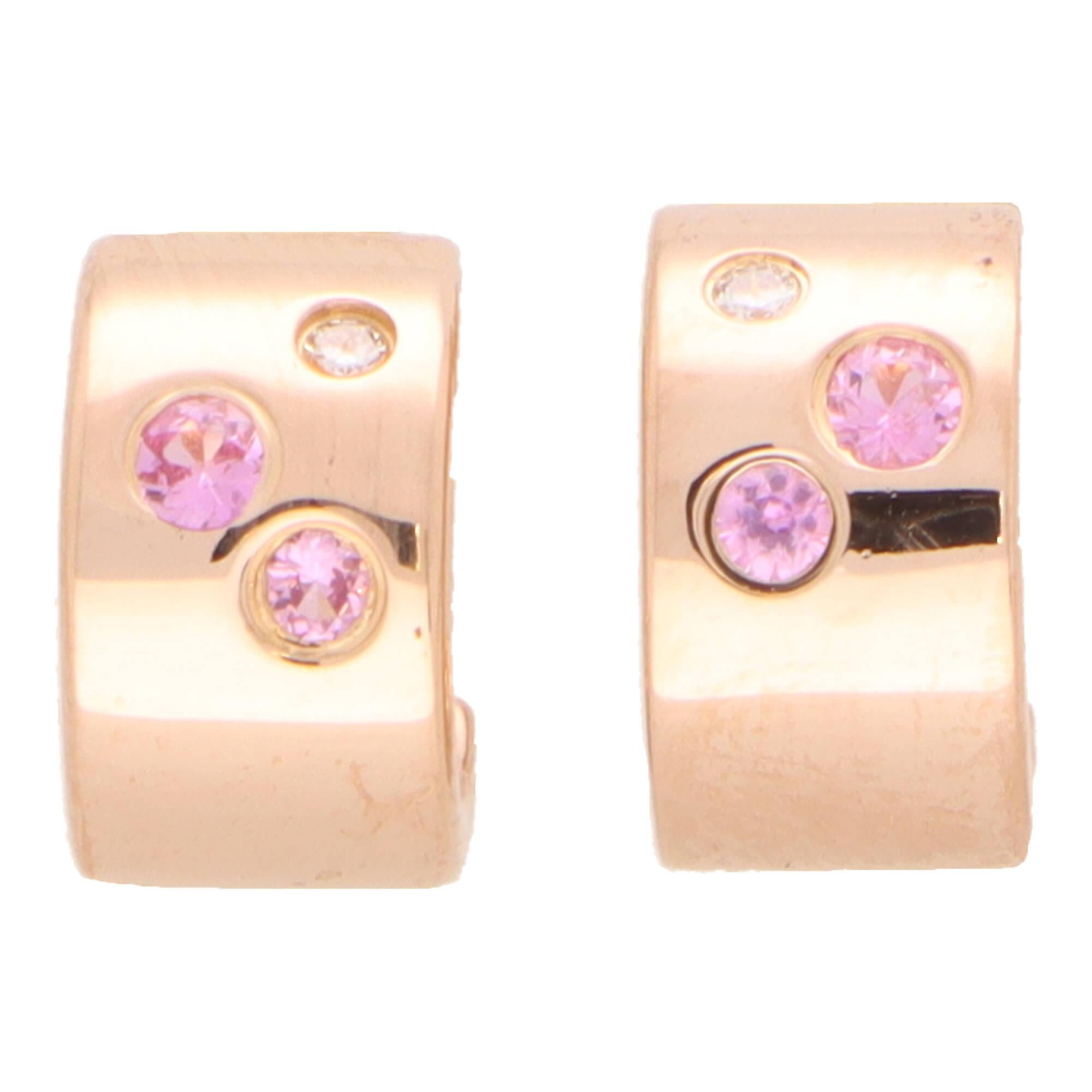 Moderne Créoles vintage en saphir rose éparpillé en vente