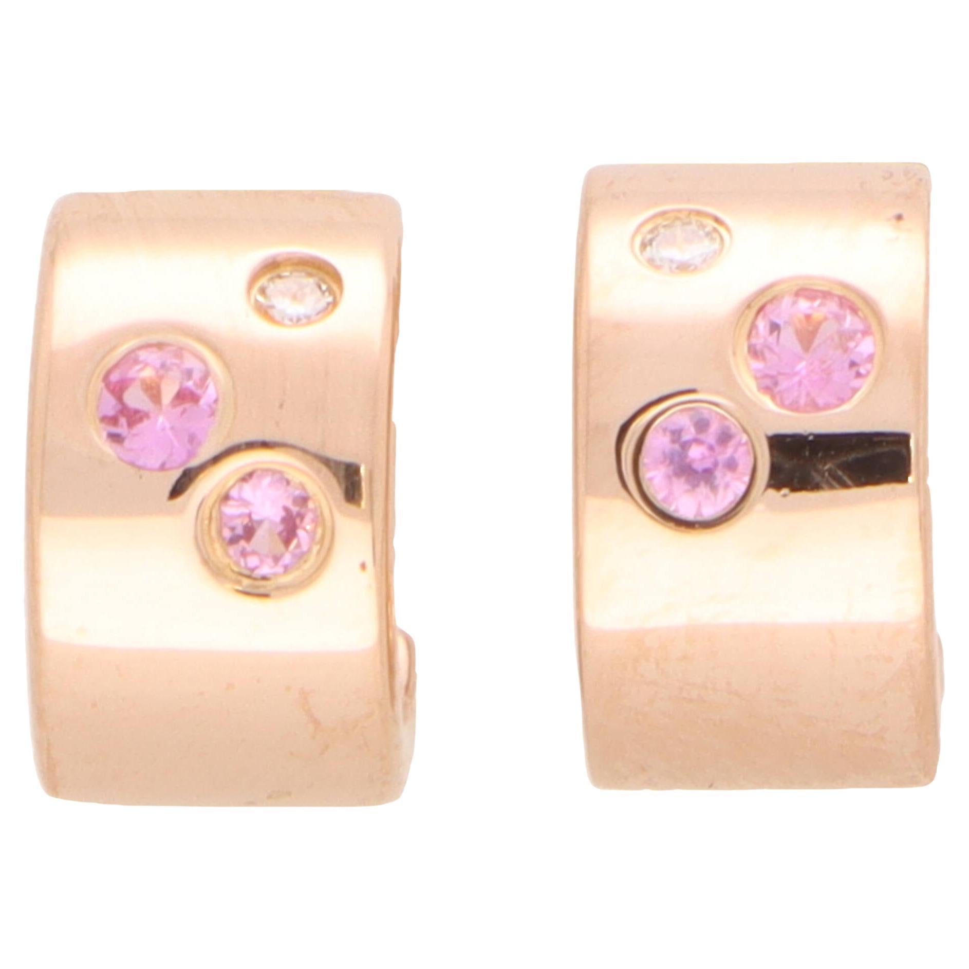 Créoles vintage en saphir rose éparpillé