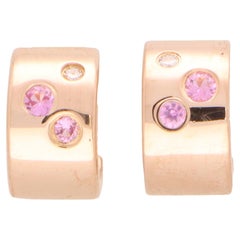 Ohrringe mit gesprenkelten rosa Saphiren im Vintage-Stil