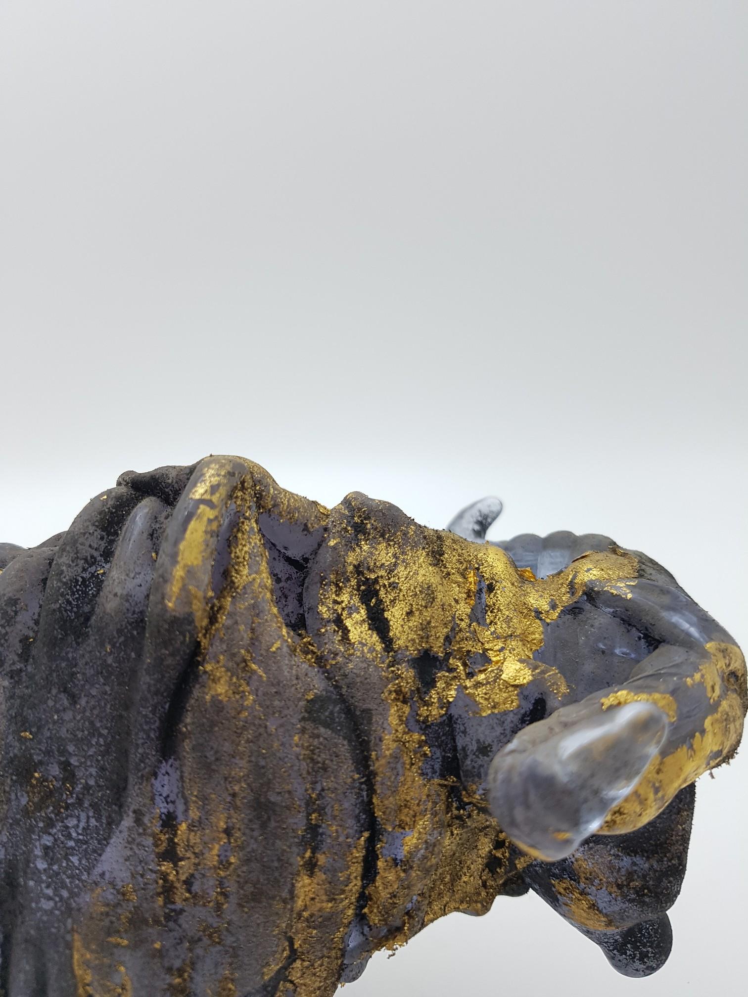 Vieux buffle en verre de Murano avec feuille d'or par Ermanno Nason à Cenedese 4