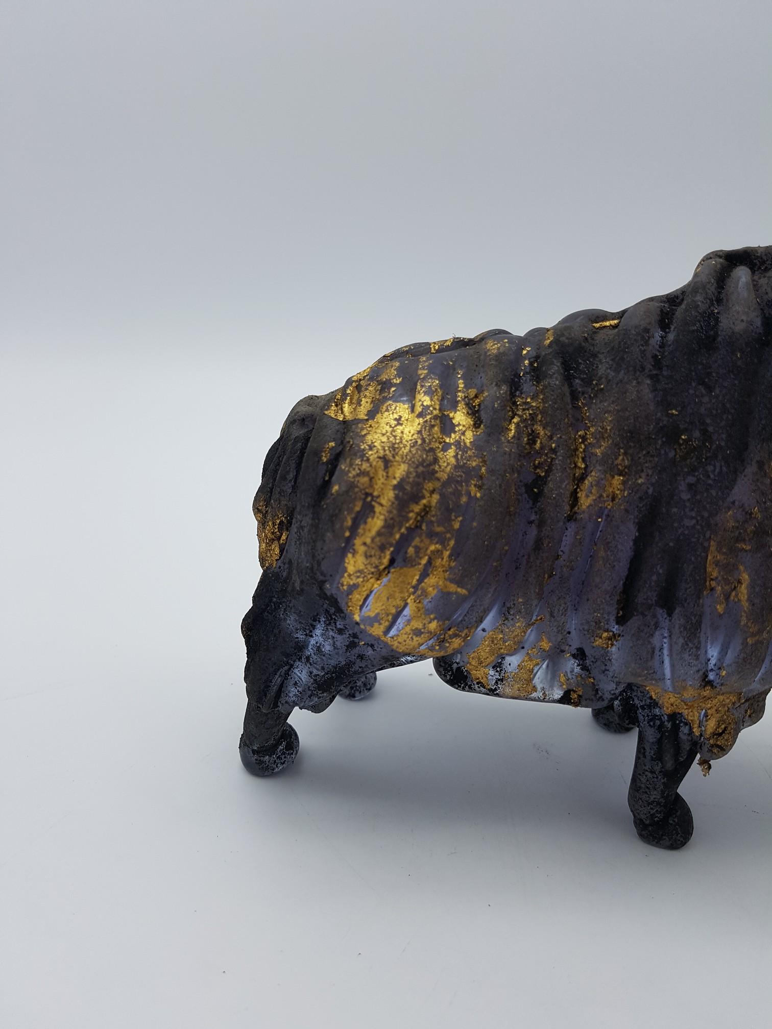 Milieu du XXe siècle Vieux buffle en verre de Murano avec feuille d'or par Ermanno Nason à Cenedese