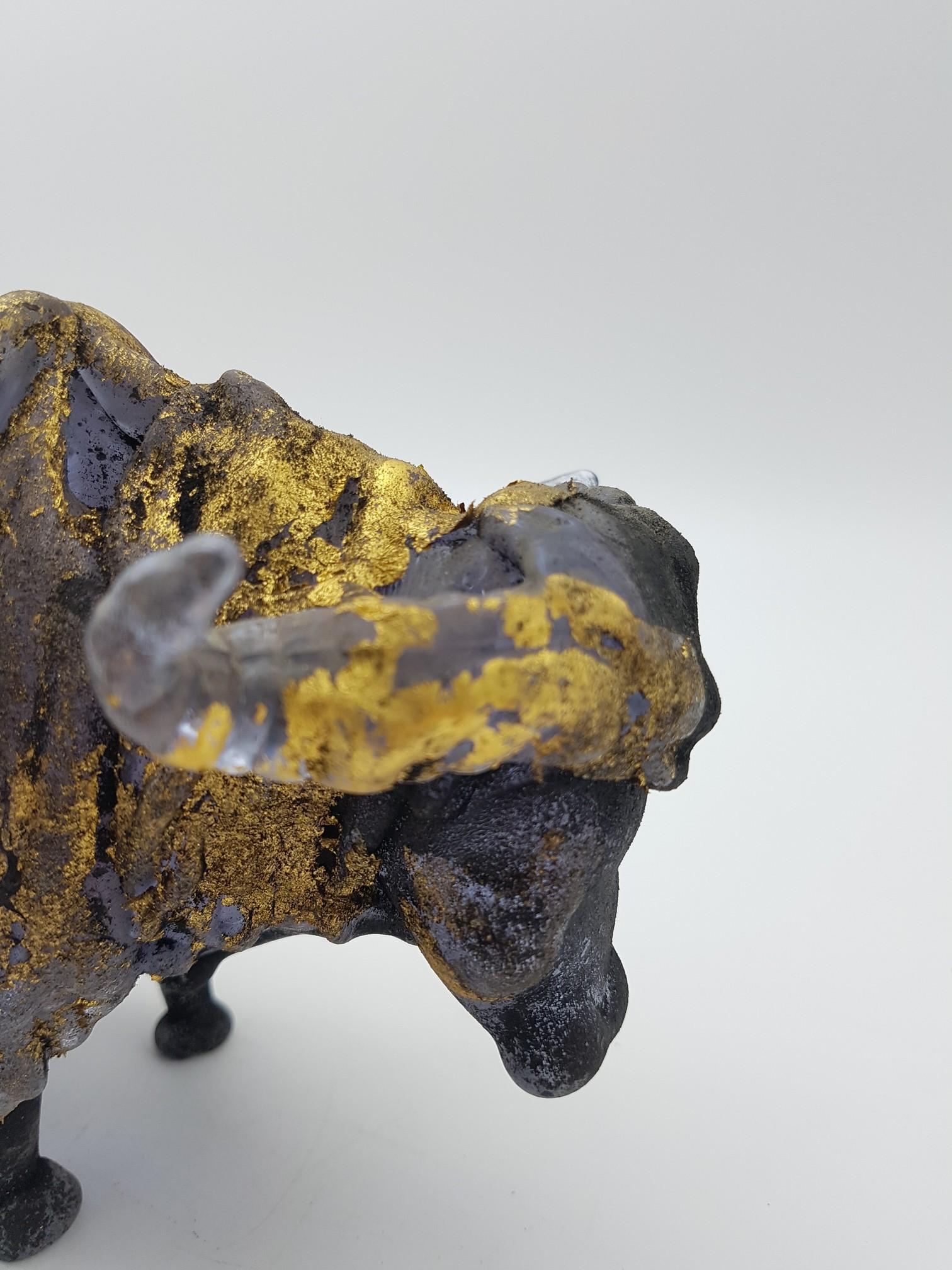 Vieux buffle en verre de Murano avec feuille d'or par Ermanno Nason à Cenedese 1