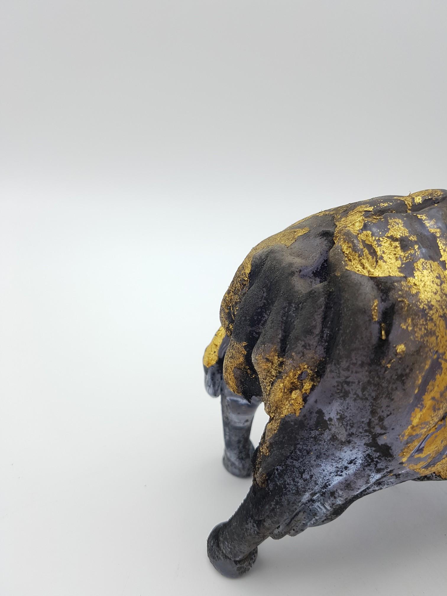 Vieux buffle en verre de Murano avec feuille d'or par Ermanno Nason à Cenedese 3