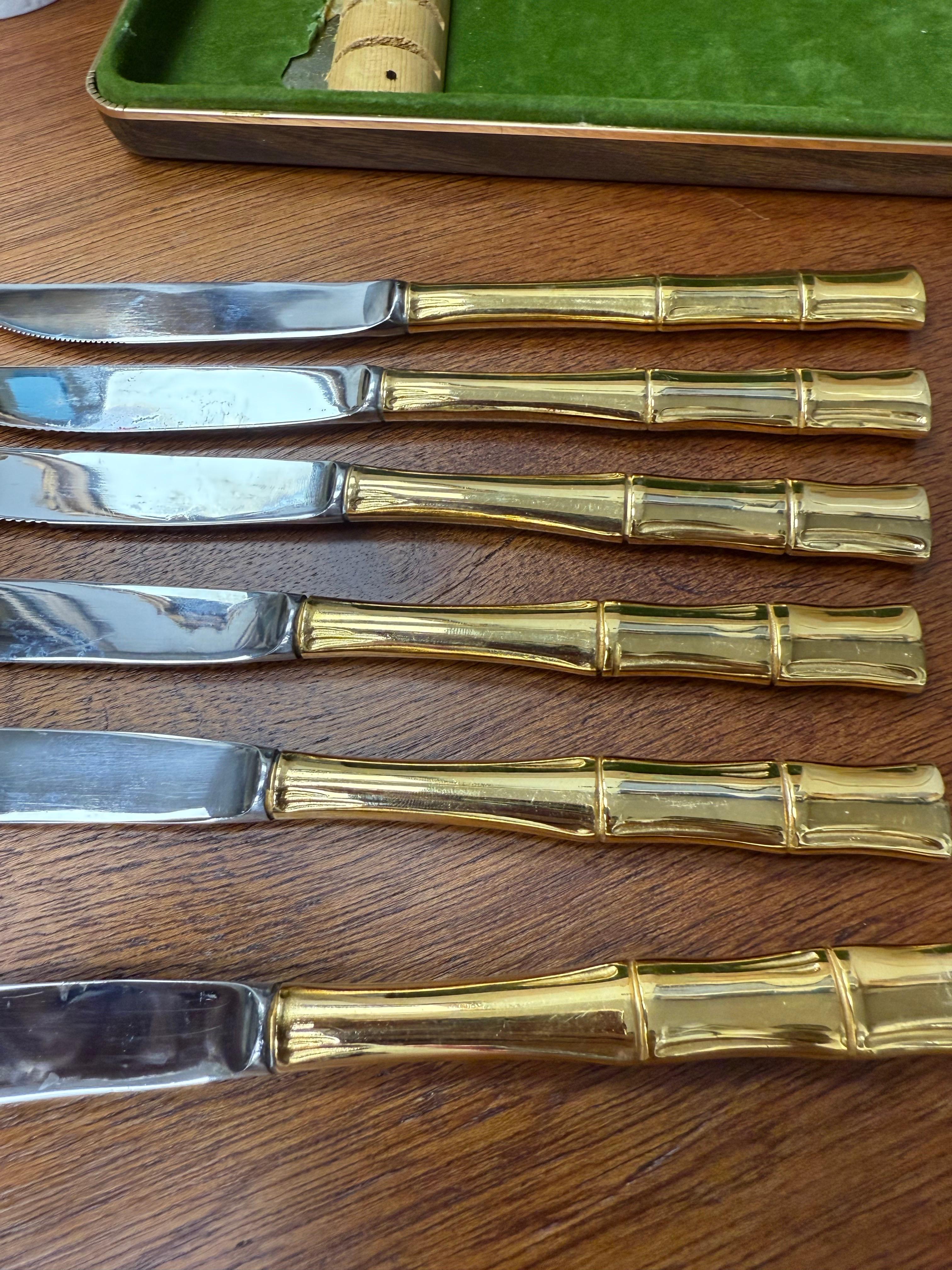 Couteaux à steak vintage SCC dorés et électroplaqués, ensemble de 6 en vente 4
