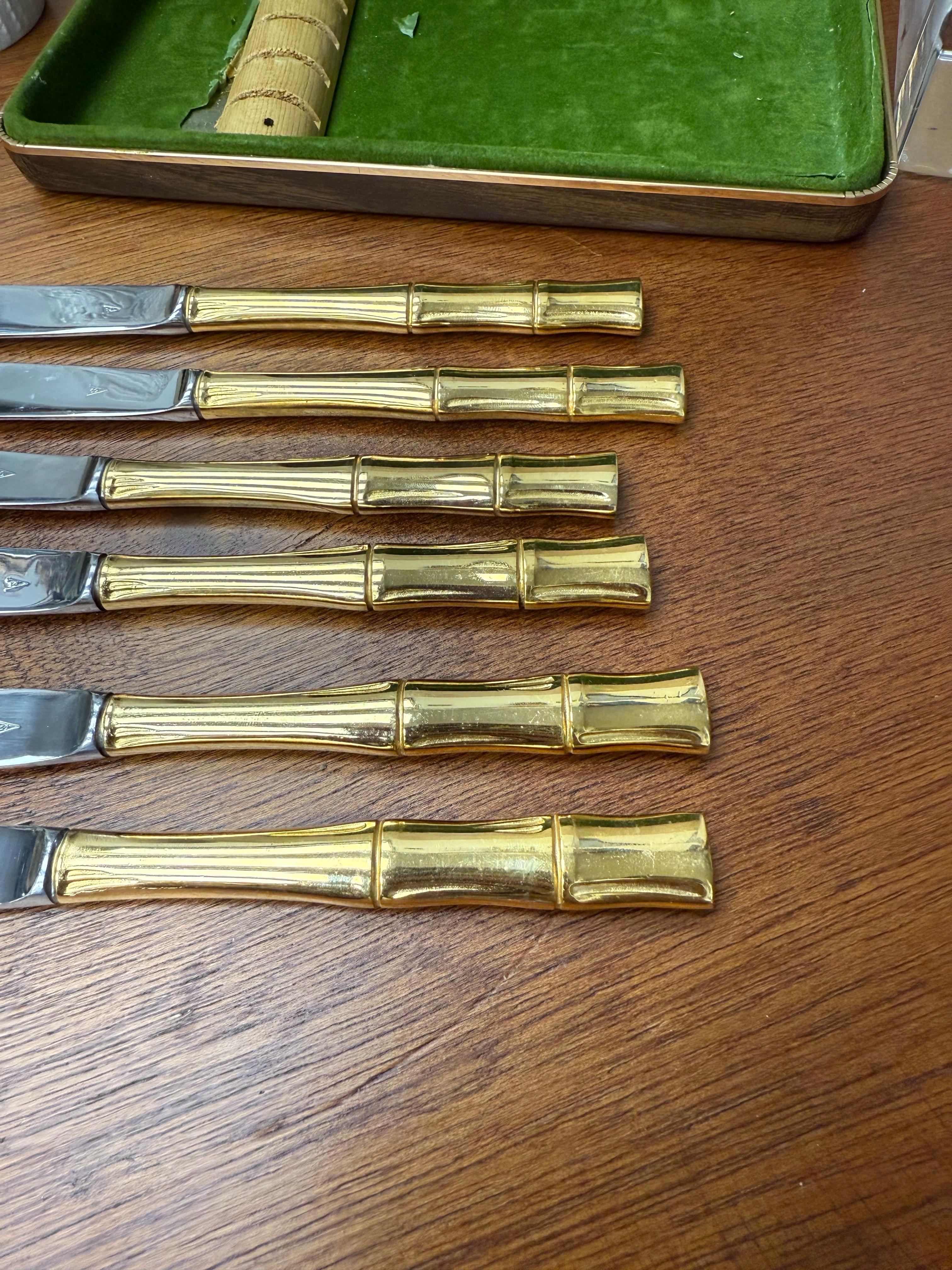 Couteaux à steak vintage SCC dorés et électroplaqués, ensemble de 6 en vente 1