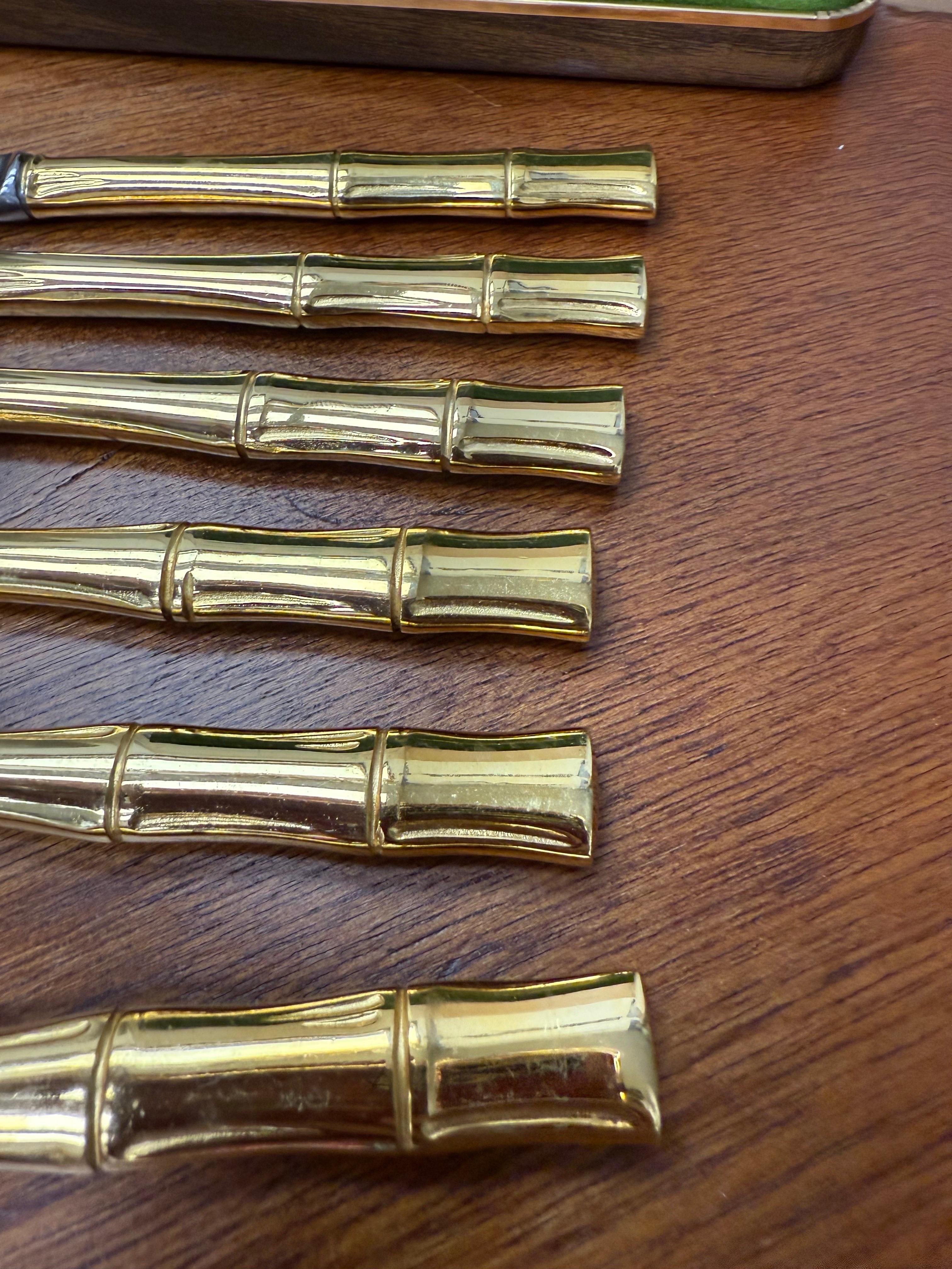 Couteaux à steak vintage SCC dorés et électroplaqués, ensemble de 6 en vente 2