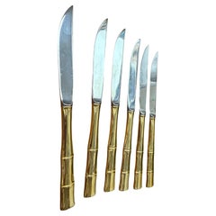 Couteaux à steak vintage SCC dorés et électroplaqués, ensemble de 6