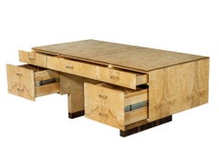 Vintage Scene Two Series Burled Ash Executive Desk by Henredon Furniture