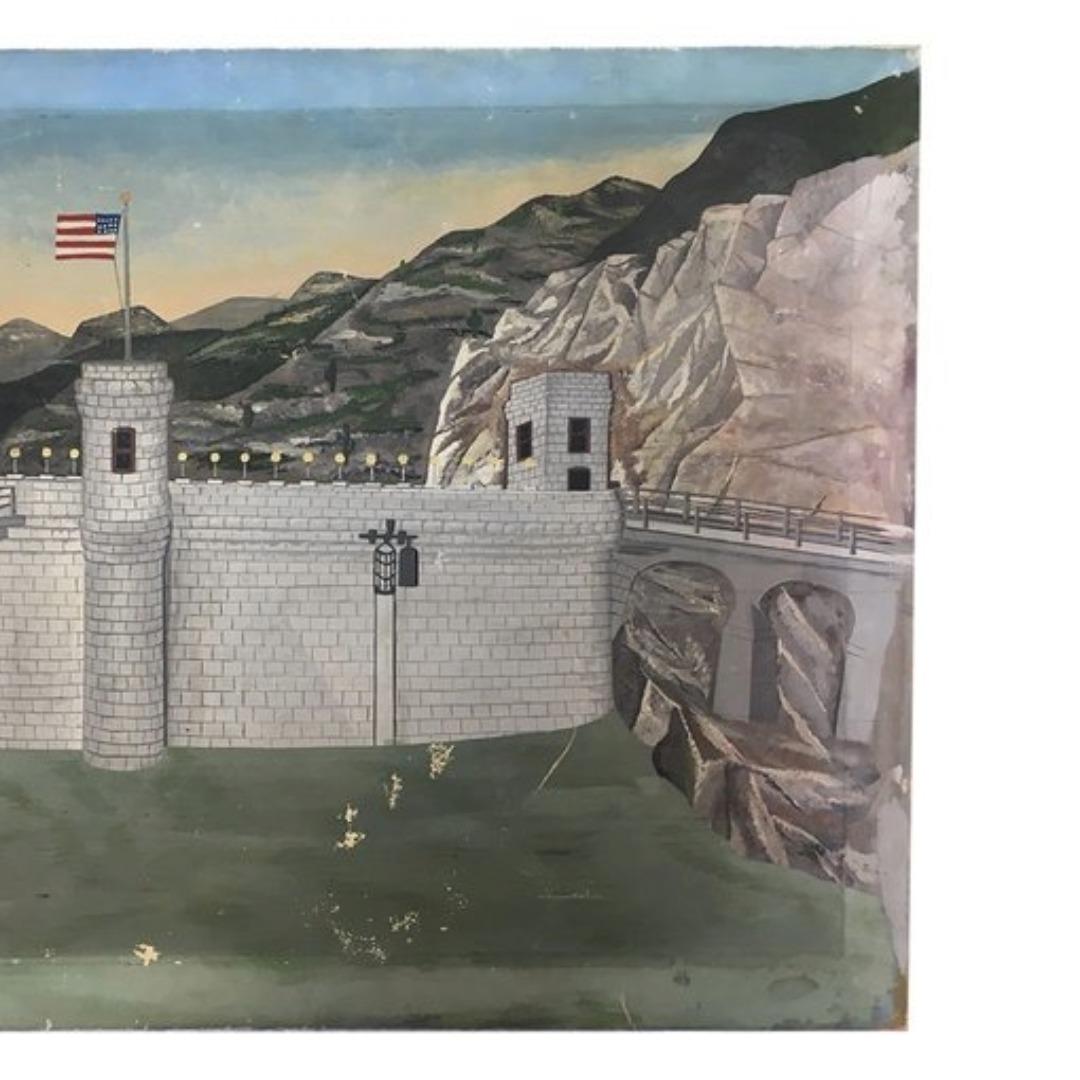 Vintage Scenic Castle Gemälde - Signiert (amerikanisch) im Angebot