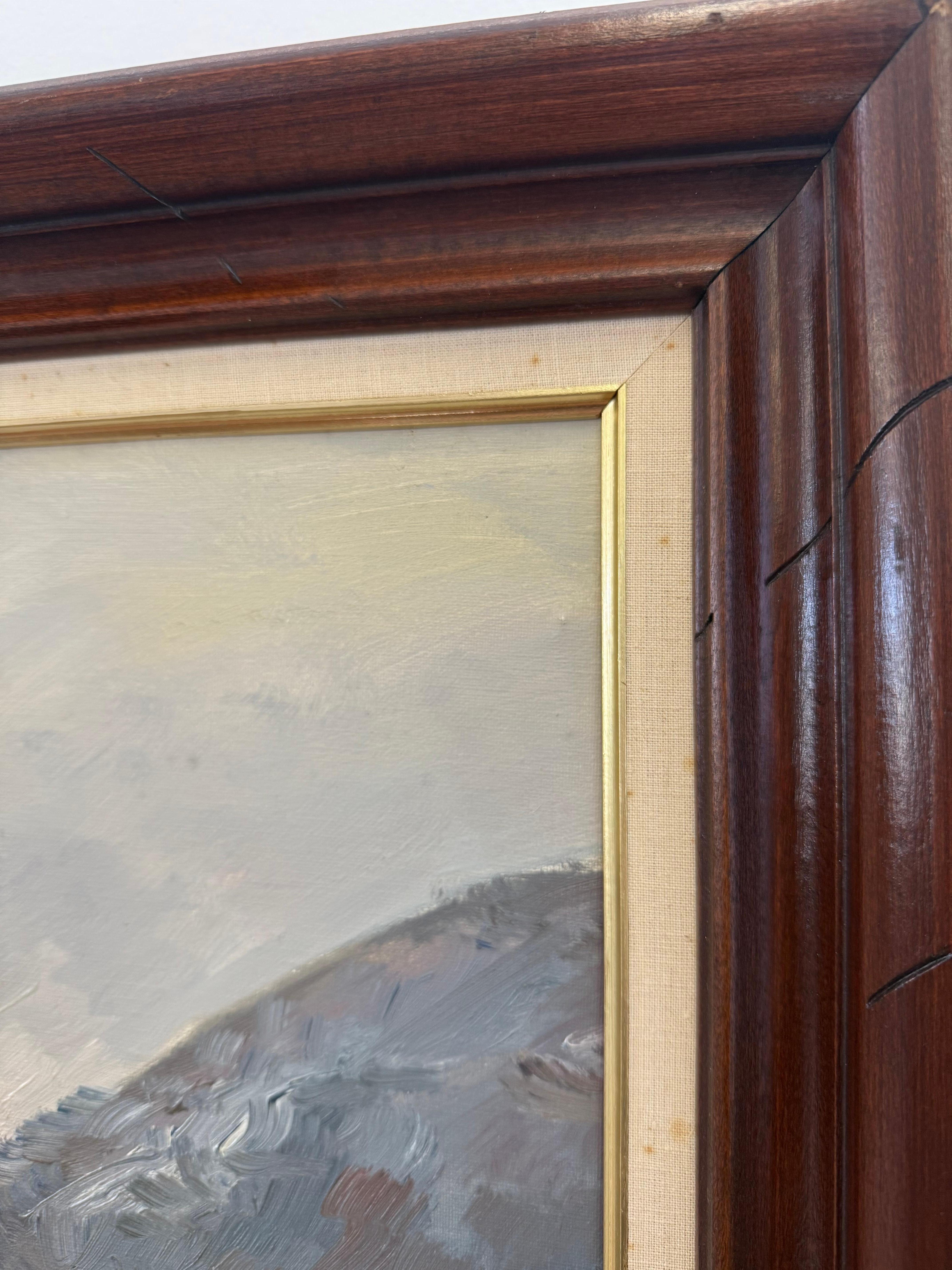 Vintage Scenic Hand-Painted Alpine Framed Wall Art abstrait texturé Bon état - En vente à Seattle, WA
