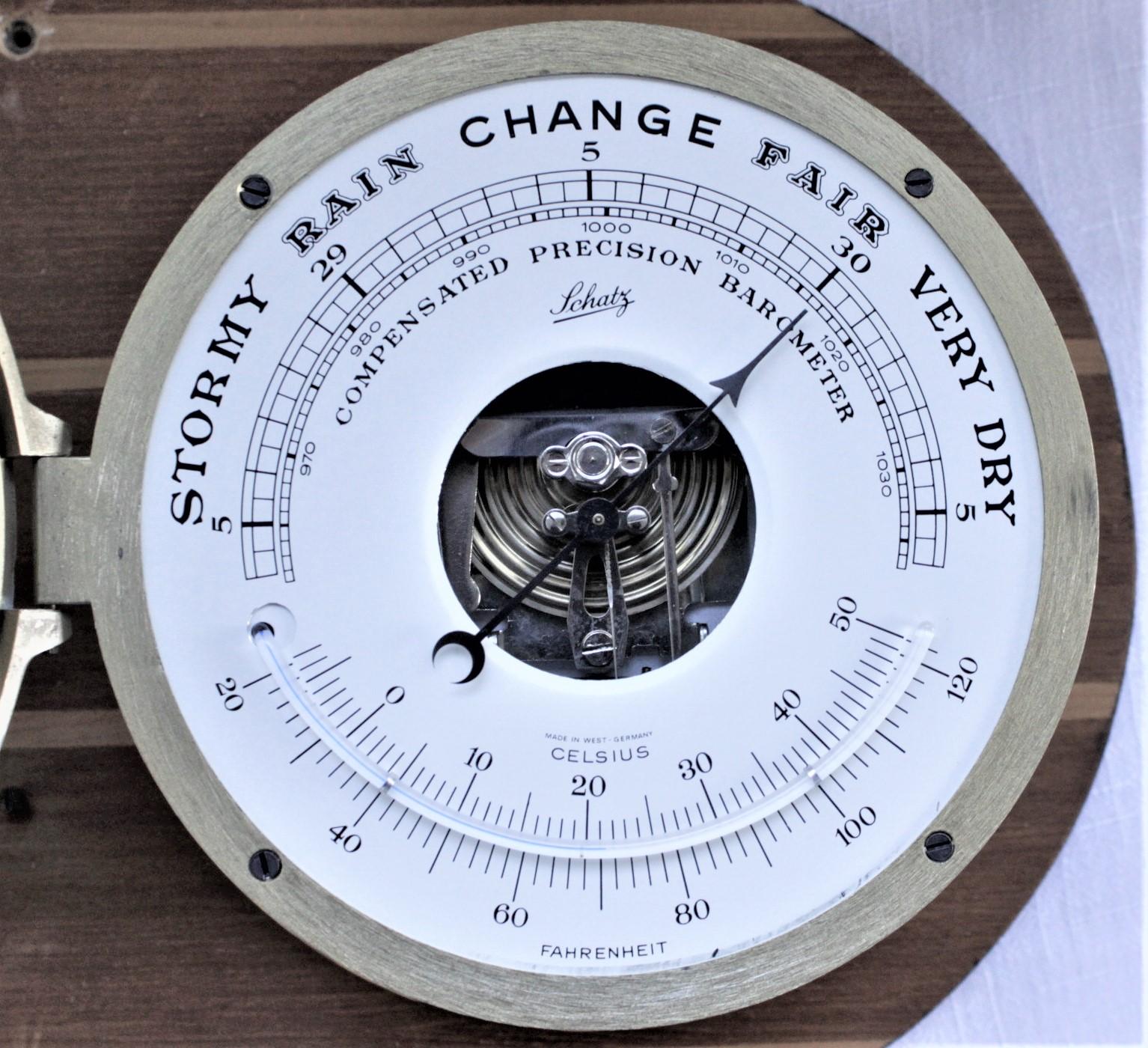Vintage Schatz Brass Nautical Ship's Clock & Schatz Royal Mariner Barometer Set 1