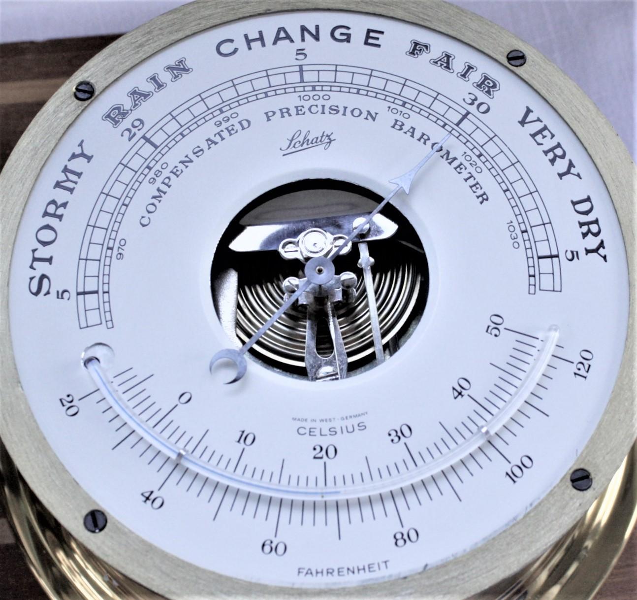 Vintage Schatz Brass Nautical Ship's Clock & Schatz Royal Mariner Barometer Set 2