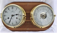 Vintage Schatz Brass Nautical Ship's Clock & Schatz Royal Mariner Barometer Set
