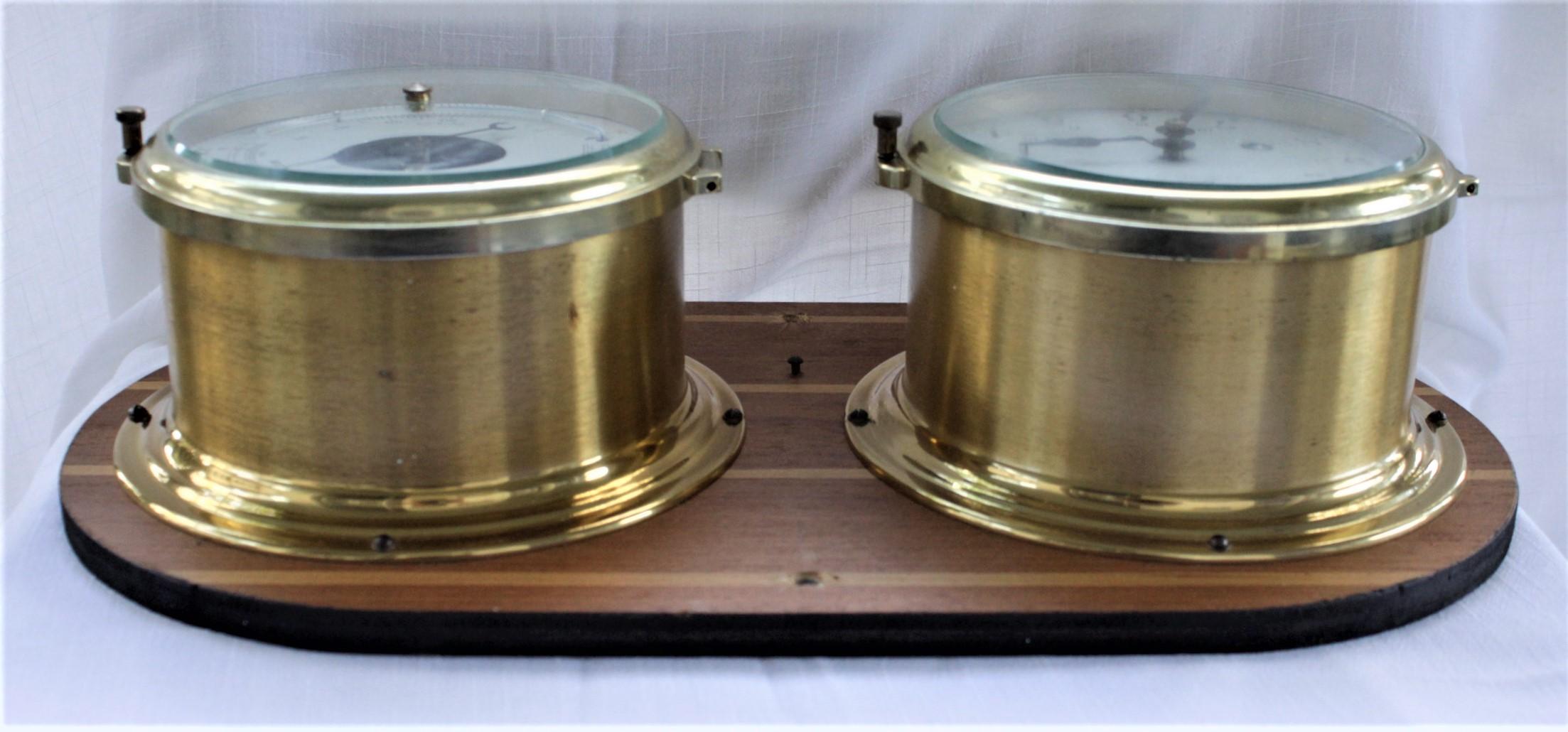 Late Victorian Vintage Schatz Brass Nautical Ship's Clock & Schatz Royal Mariner Barometer Set