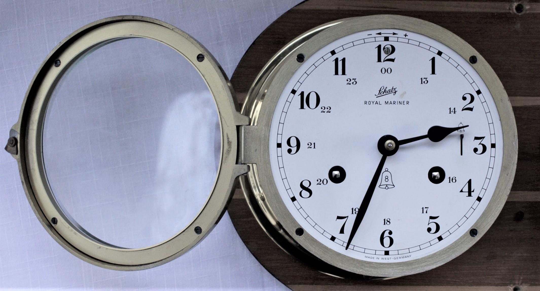 Machine-Made Vintage Schatz Brass Nautical Ship's Clock & Schatz Royal Mariner Barometer Set