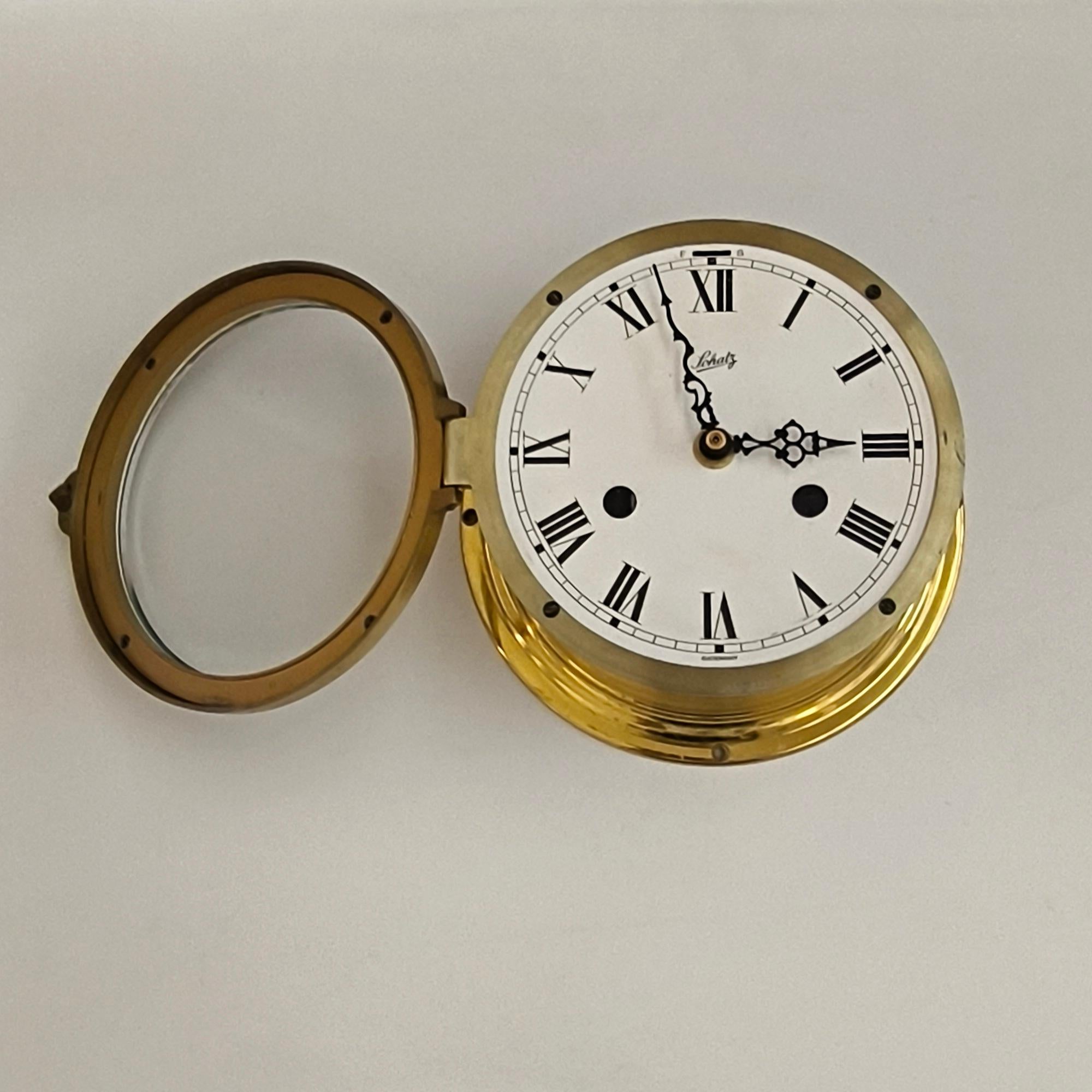 Ottone Orologio da parete in ottone Schatz Royal Mariner, Germania Ovest, alimentazione a batteria in vendita