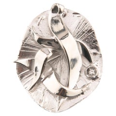 Vintage Schatz Sterling Silver Abstract Brooch/Pendant with Diamond