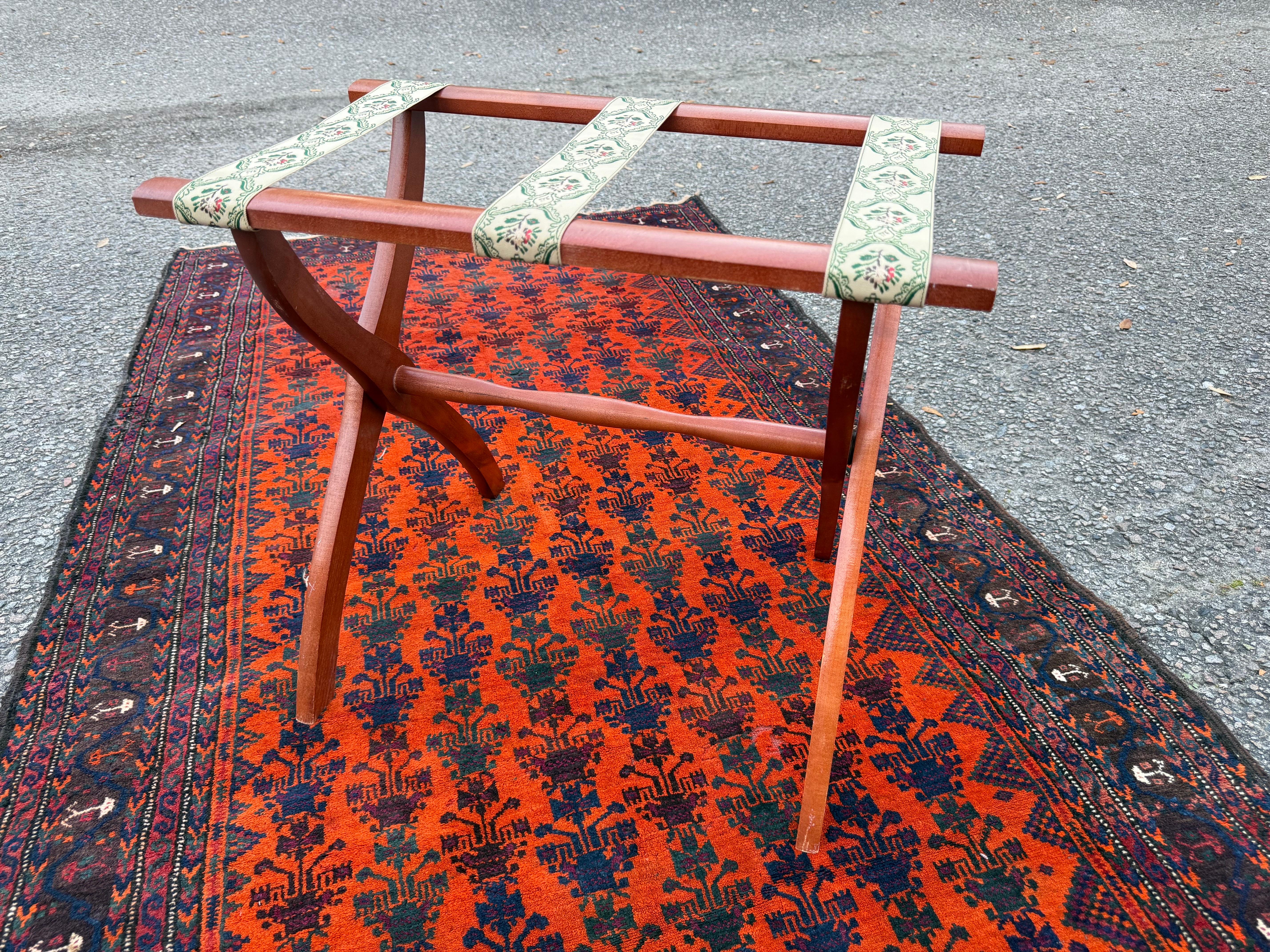 American Vintage Scheibe Folding Wooden Luggage Rack For Sale