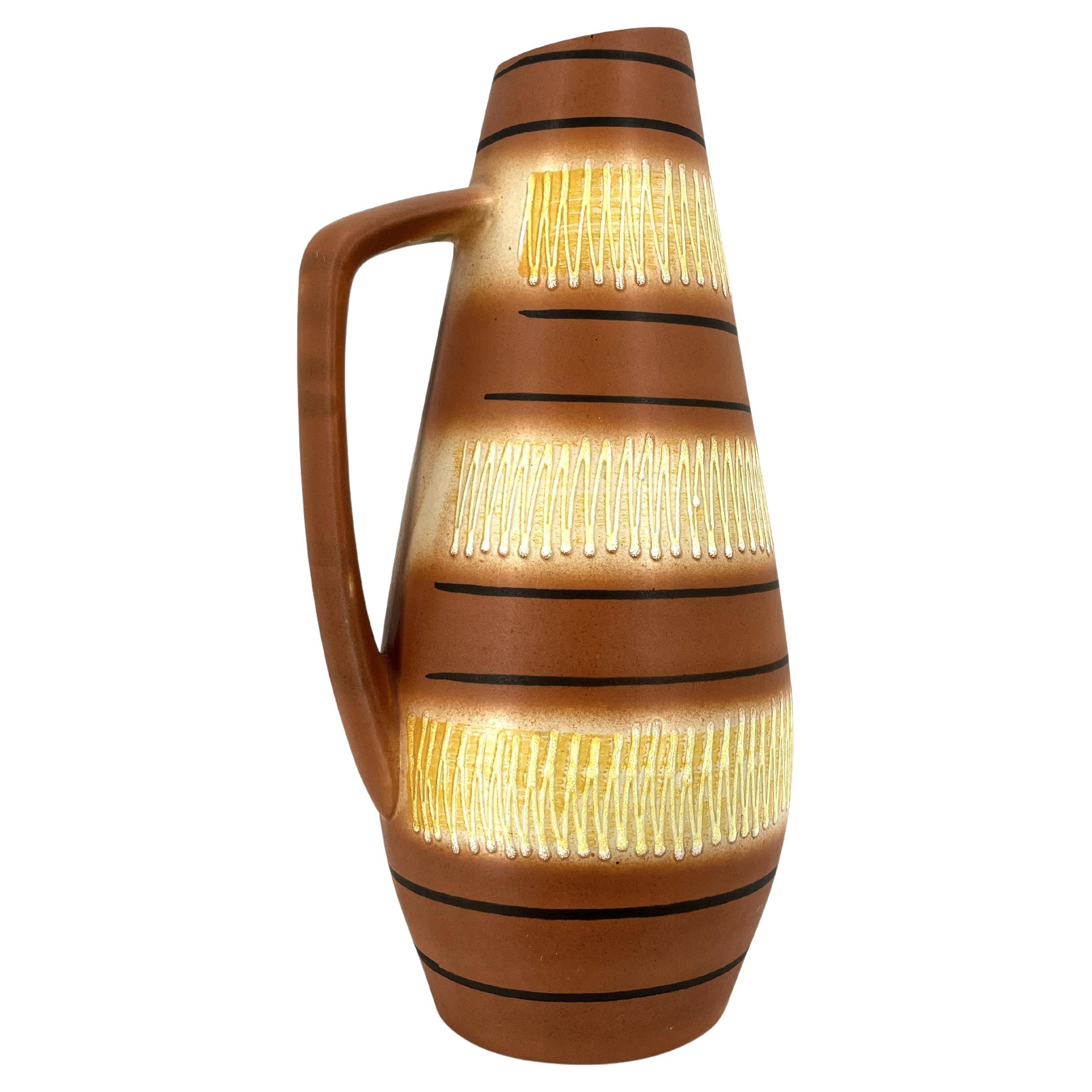 Vintage Scheurich Keramik beige and Brown Vase, 1960s