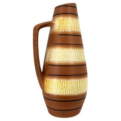 Jarrón vintage Scheurich Keramik beige y marrón, años 60