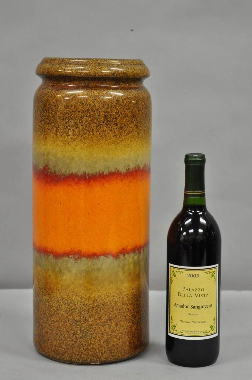 Vaso d'epoca Scheurich Keramik Arancione Mid Century Modern Alto 17