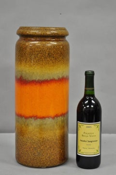 Vintage Scheurich Keramik Orange Mid Century Modern 17" Tall Vase W. Germany