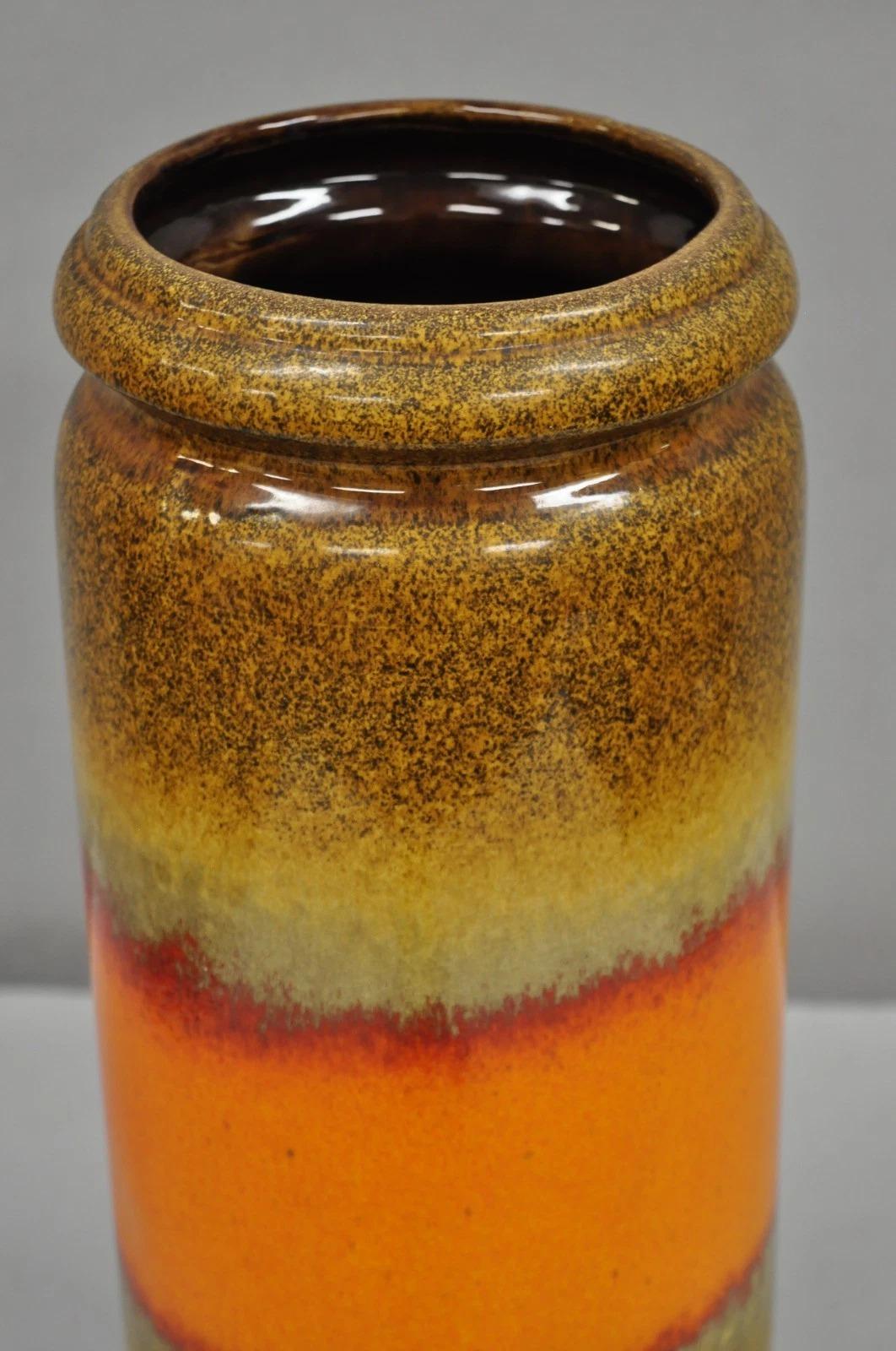 Mid-Century moderno Vaso d'epoca Scheurich Keramik Arancione Mid Century Modern alto 17