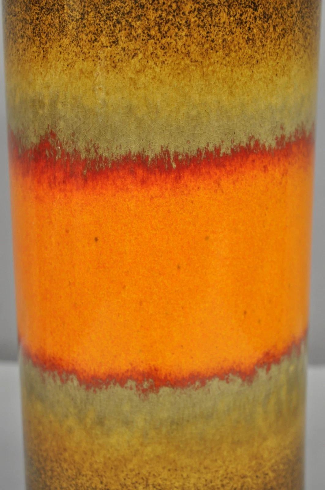 Sconosciuto Vaso d'epoca Scheurich Keramik Arancione Mid Century Modern alto 17