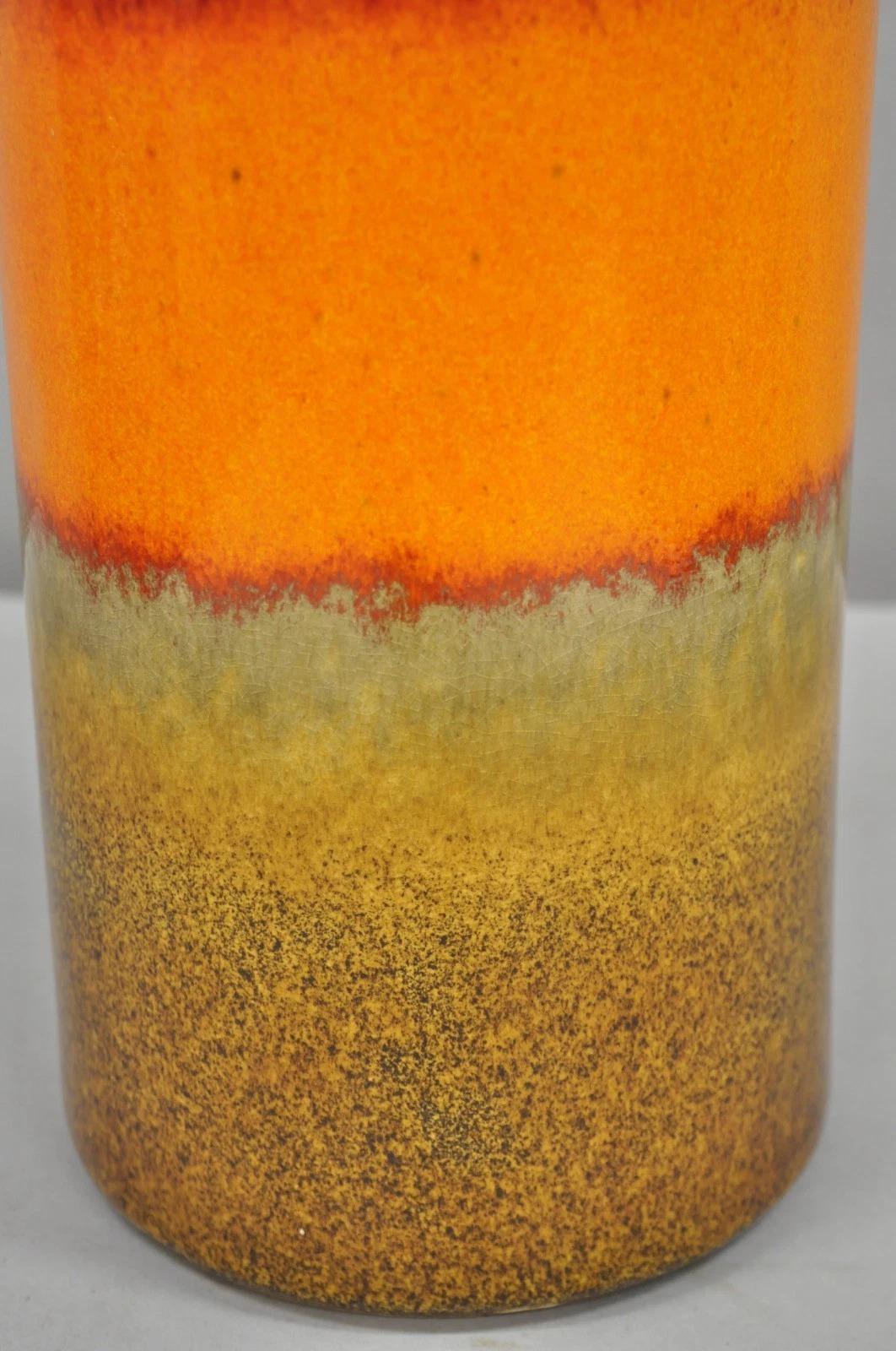 Vaso d'epoca Scheurich Keramik Arancione Mid Century Modern alto 17