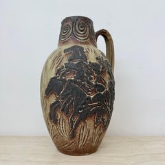 Vintage Scheurich west Germany vase with horse decor , 1970s