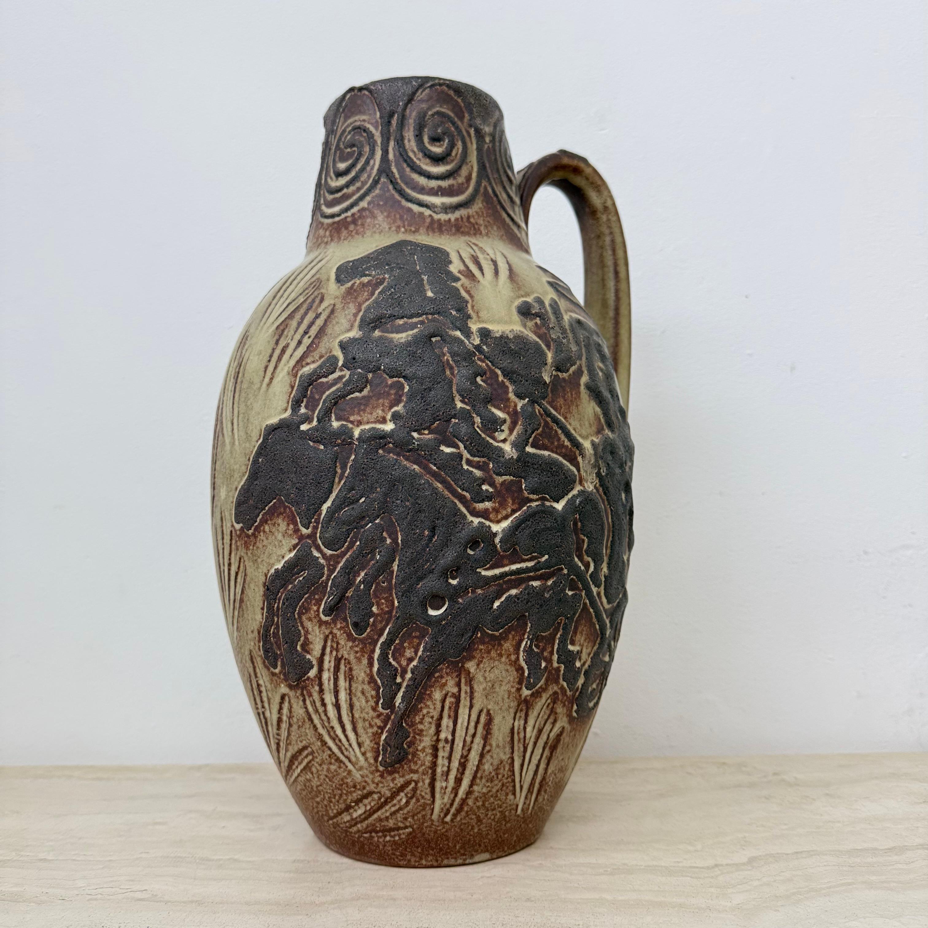 Vaso d'epoca Scheurich Germania Ovest con decorazione di cavalli, anni '70 In condizioni buone in vendita a Delft, NL