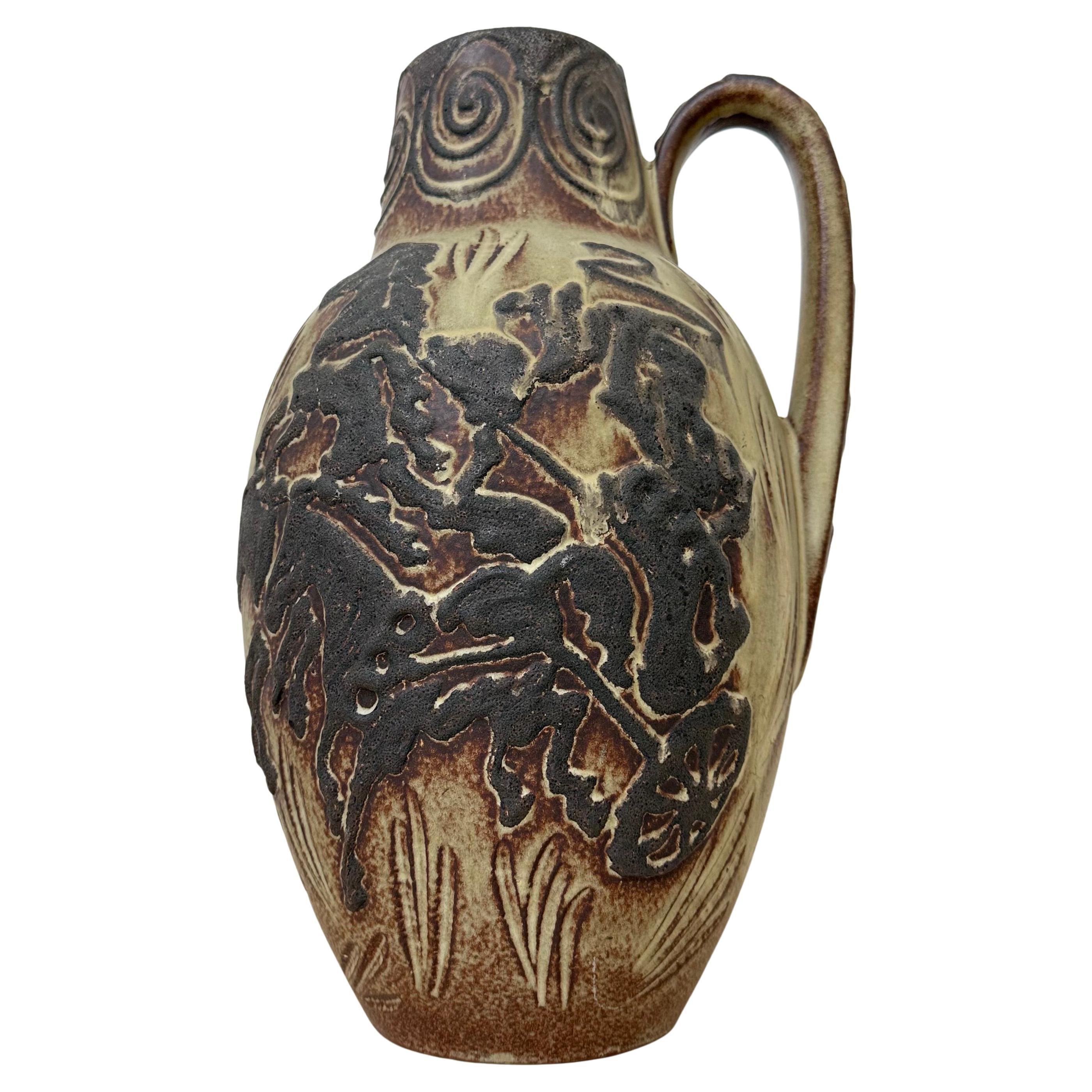 Vaso d'epoca Scheurich Germania Ovest con decorazione di cavalli, anni '70