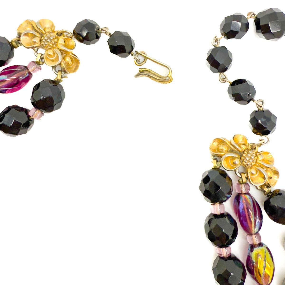 Vintage Schiaparelli Amethyst Art Glass Necklace 1950s In Good Condition For Sale In Wilmslow, GB