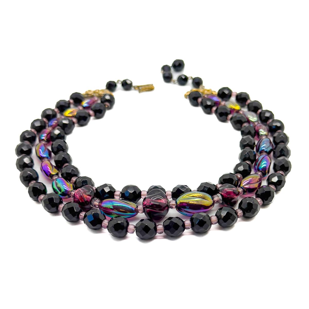 Women's or Men's Vintage Schiaparelli Amethyst Art Glass Necklace 1950s For Sale