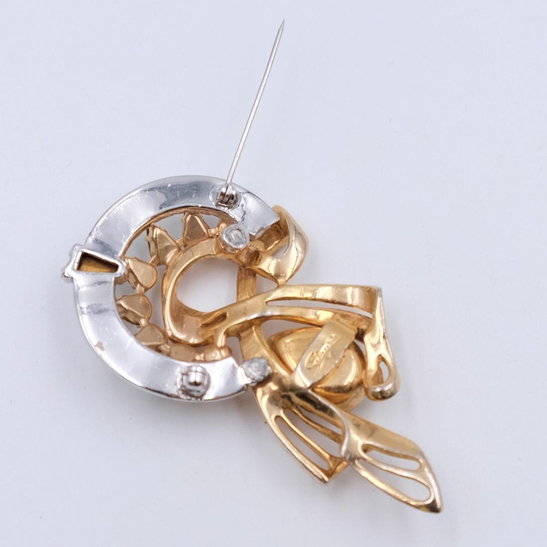 Vintage Schiaparelli Brooch With Rhinestones 1940s In Excellent Condition In Austin, TX