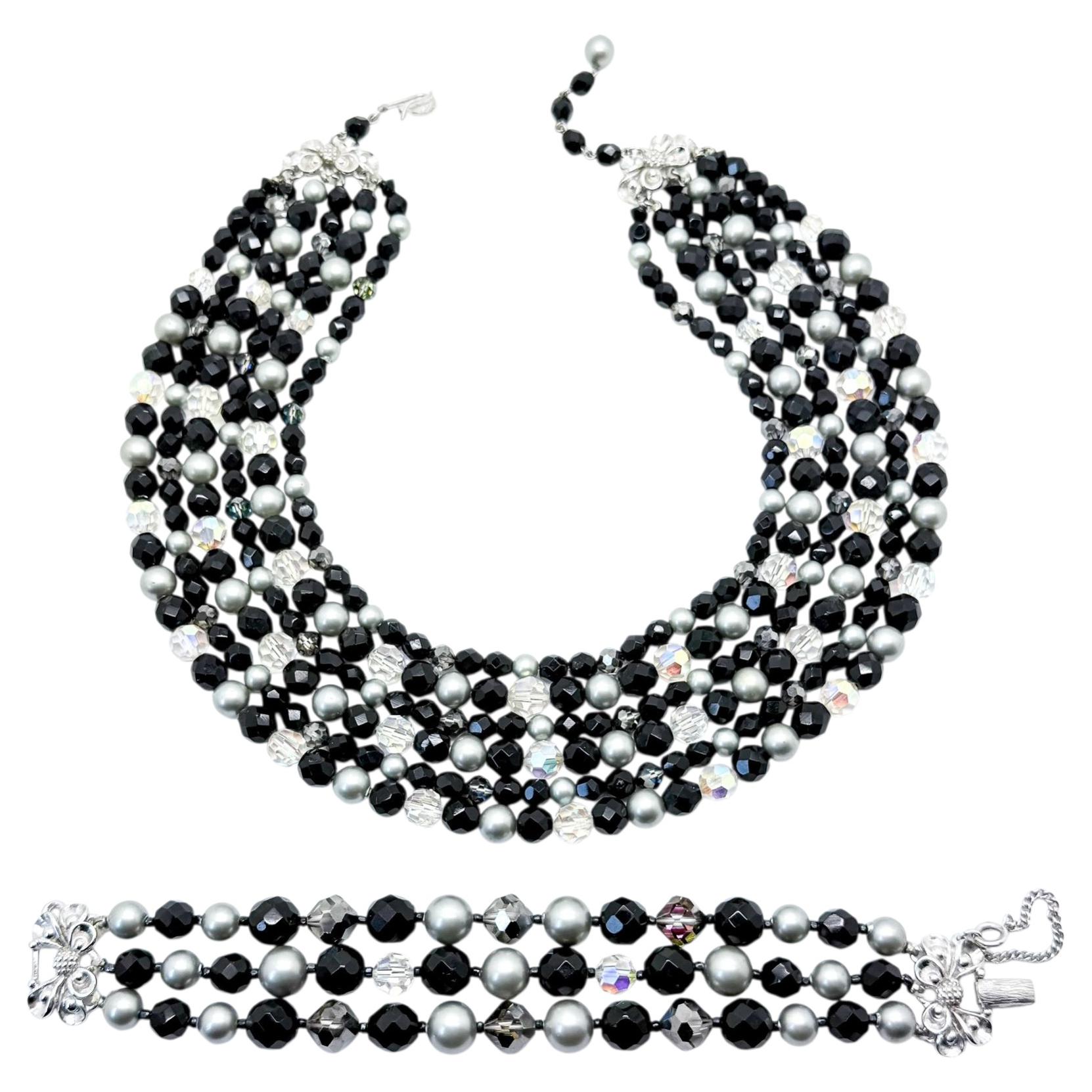 Vintage Schiaparelli Monochrome Demi Parure 1950s For Sale