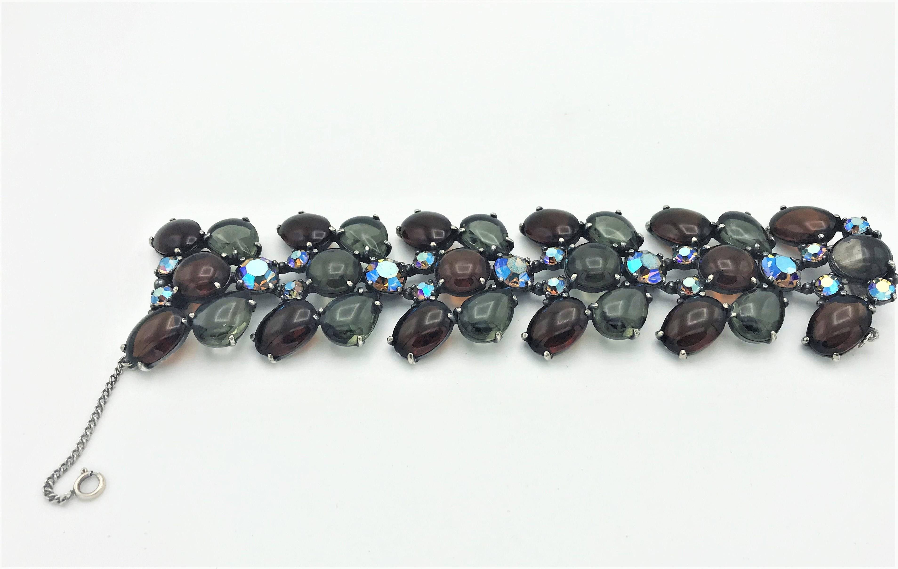 Arts and Crafts Vintage Schiaparelli bracelet, multi link, crystal  1950s, Italy