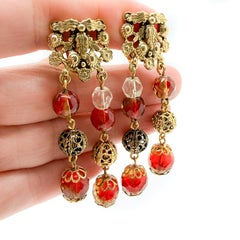 Vintage Schiaparelli Tassel Art Glass Earrings 1950s