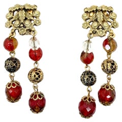 Vintage Schiaparelli Tassel Art Glass Earrings 1950s