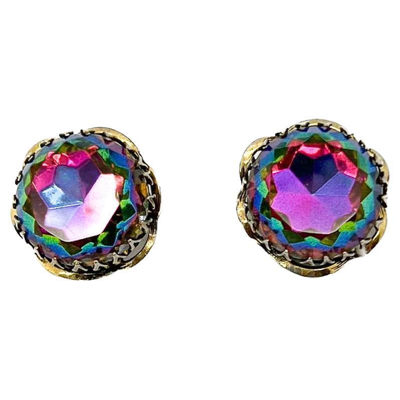 Pendientes vintage Schiaparelli Sandía Heliotropo Años 50 en venta
