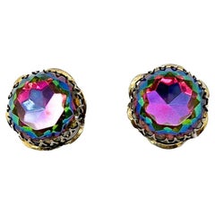 Vintage Schiaparelli Watermelon Heliotrope Earrings 1950s