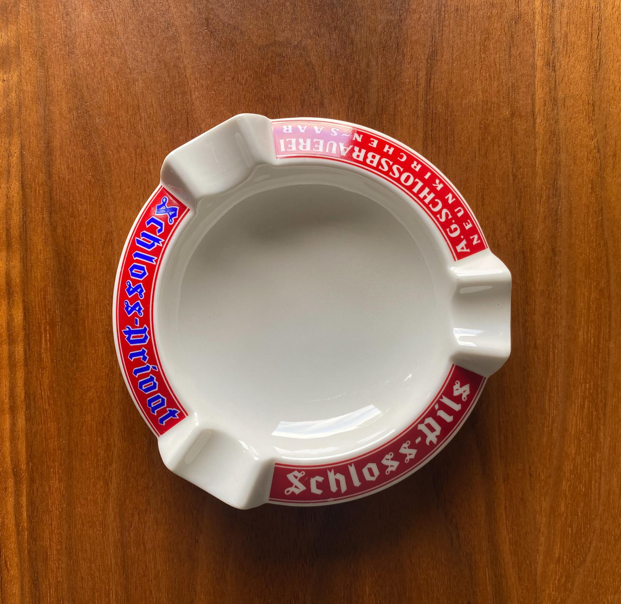 Vintage Schloss Brau Porcelain Ashtray by Fisher & Co. Germany For Sale 7