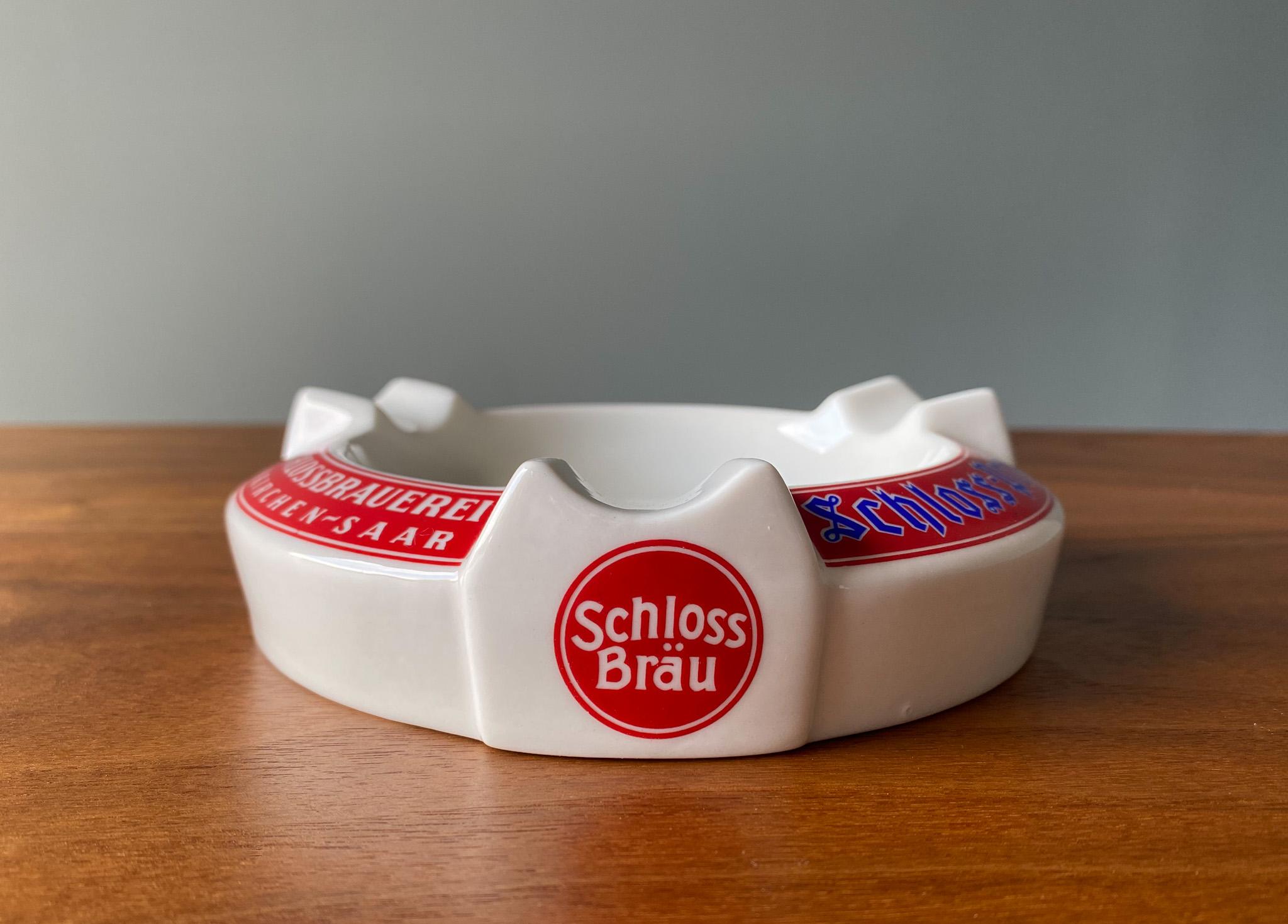 Vintage Schloss Brau Porcelain Ashtray by Fisher & Co. Germany For Sale 3