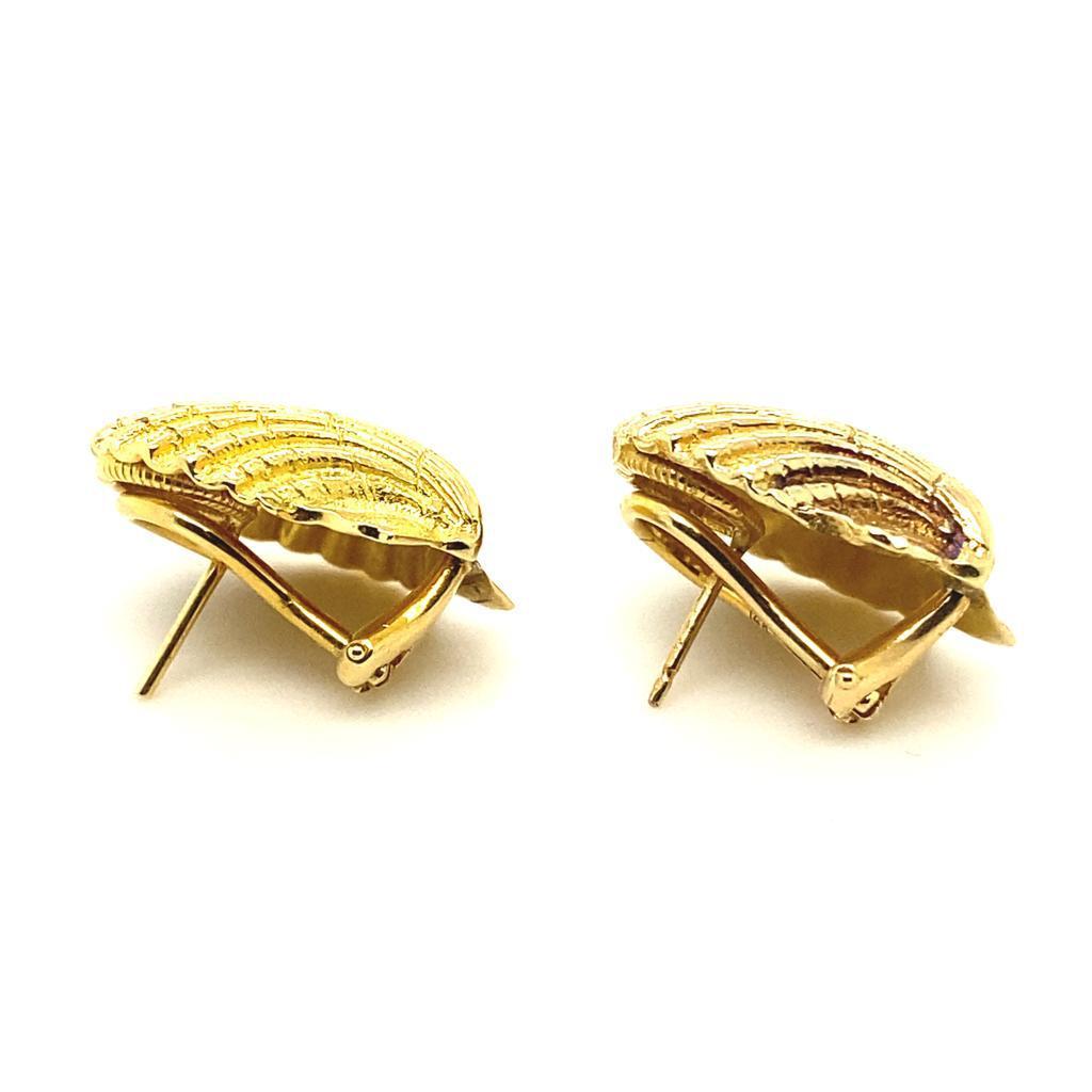 Schlumberger für Tiffany: 14 Karat Gelbgold Muschel-Ohrclips (Retro)